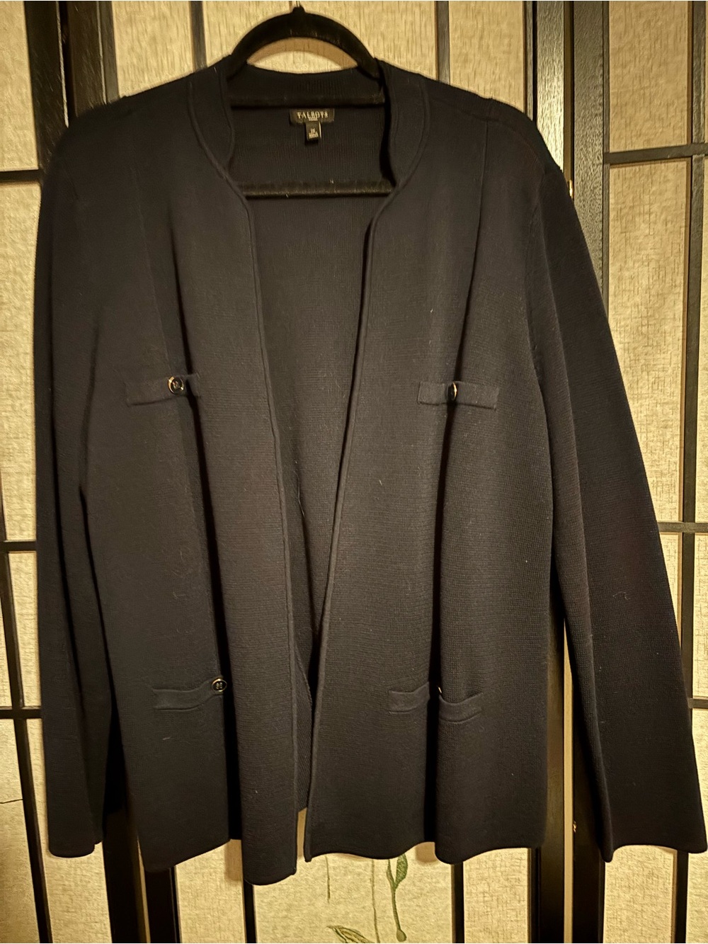 Talbots Dark Navy Open-Front Knit Blazer